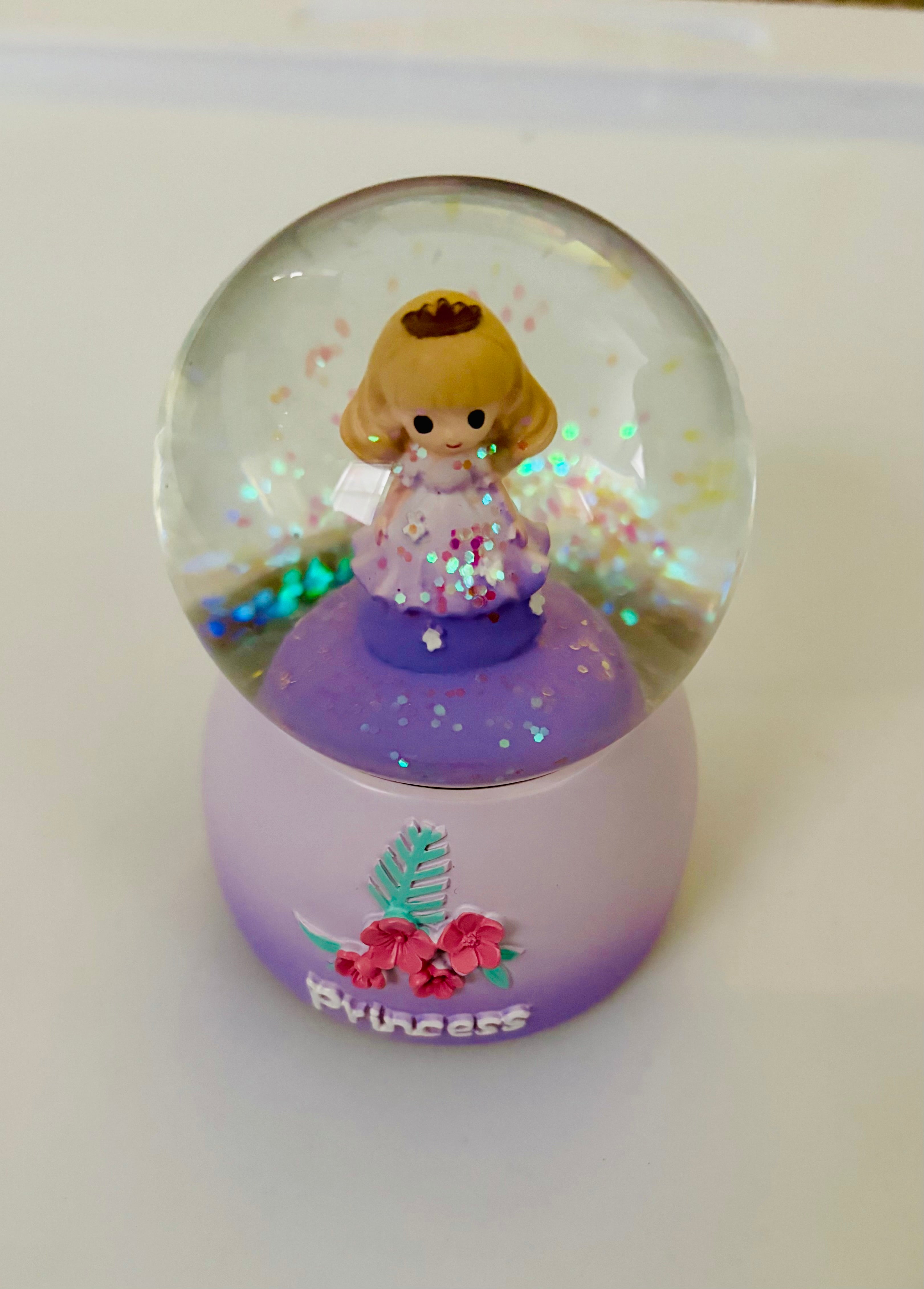 Cute Princess Glitter Snow Globe Decorative Water Globe with light Aesthetic Gift Room Decor