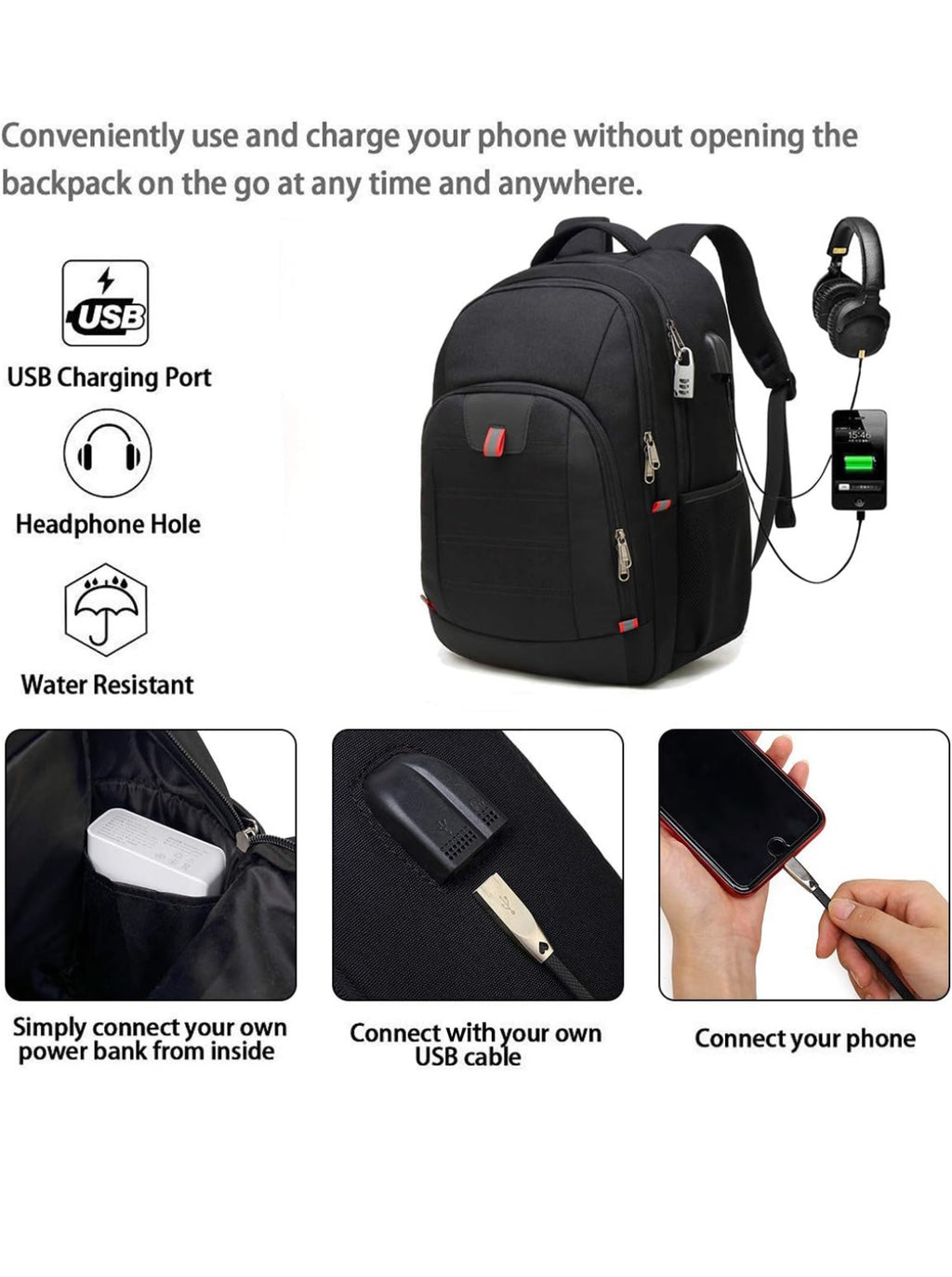 Della Gao Large Laptop Backpack Business Travel Backpack for Men/Women