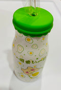 Cute Cartoon Straw Water Bottle – Kawaii Bear Egg Design Reusable Drinking Cup