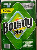 Bounty Plus Select-A-Size White Long Cloth Like 12 Paper Towel Rolls of 2-Ply 91 Sheets Each