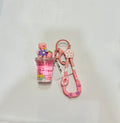 Cute Drink Cup Keychain – Liquid Glitter Cartoon Bag Charm