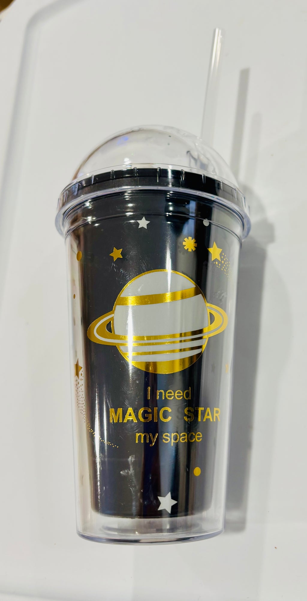 Astronaut Tumbler with Straw – Cute Space Theme Double Wall Reusable Cold Cup