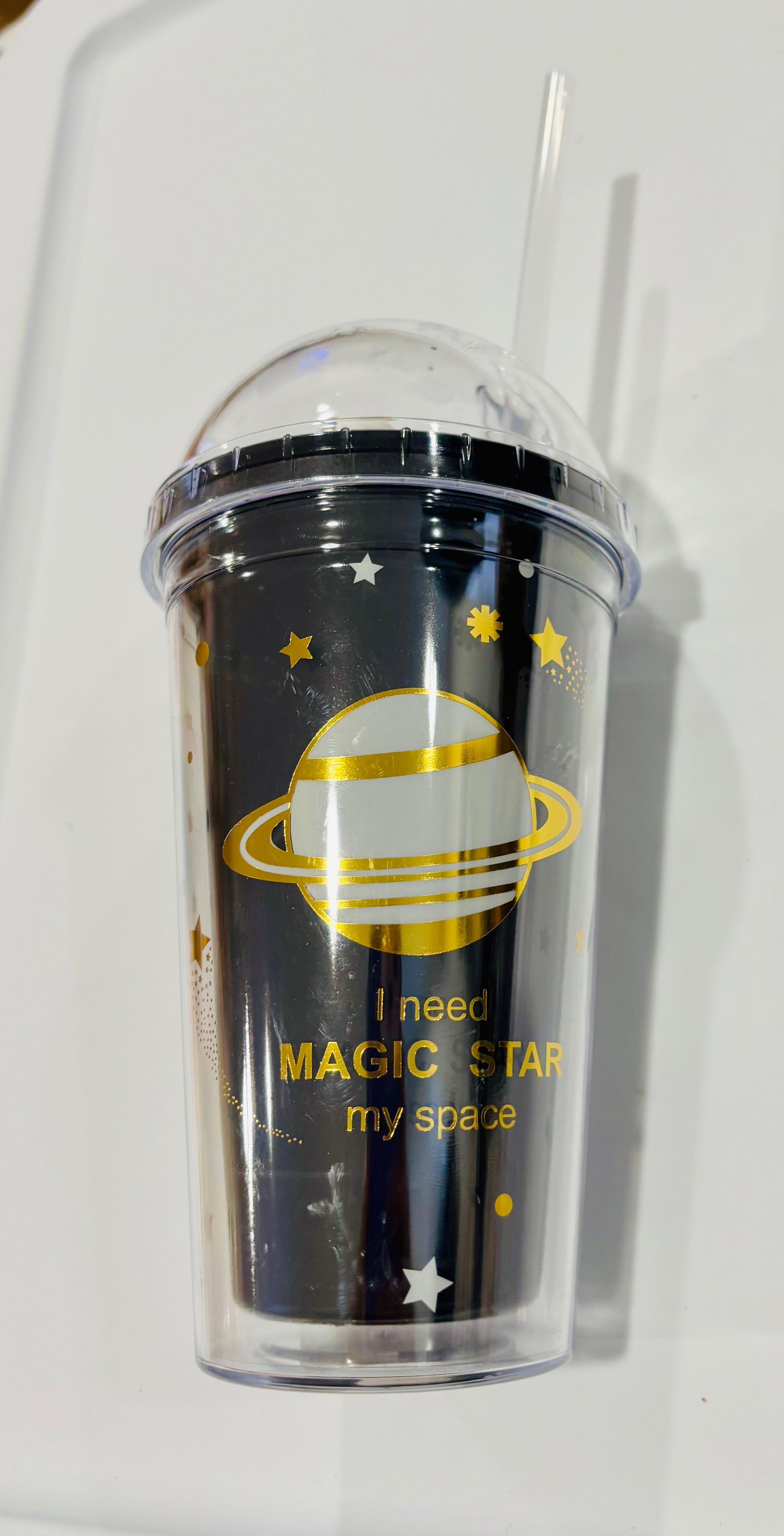 Astronaut Tumbler with Straw – Cute Space Theme Double Wall Reusable Cold Cup