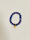 Crystal Beaded Bracelet with Heart Charm – Elastic Fashion Bracelet for Women