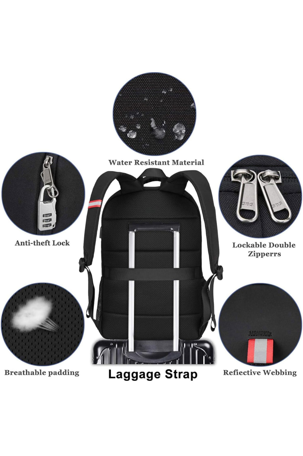 Della Gao Large Laptop Backpack Business Travel Backpack for Men/Women