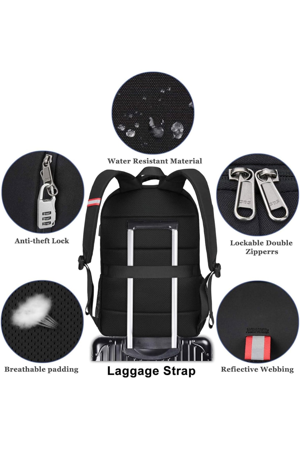 Della Gao Large Laptop Backpack Business Travel Backpack for Men/Women