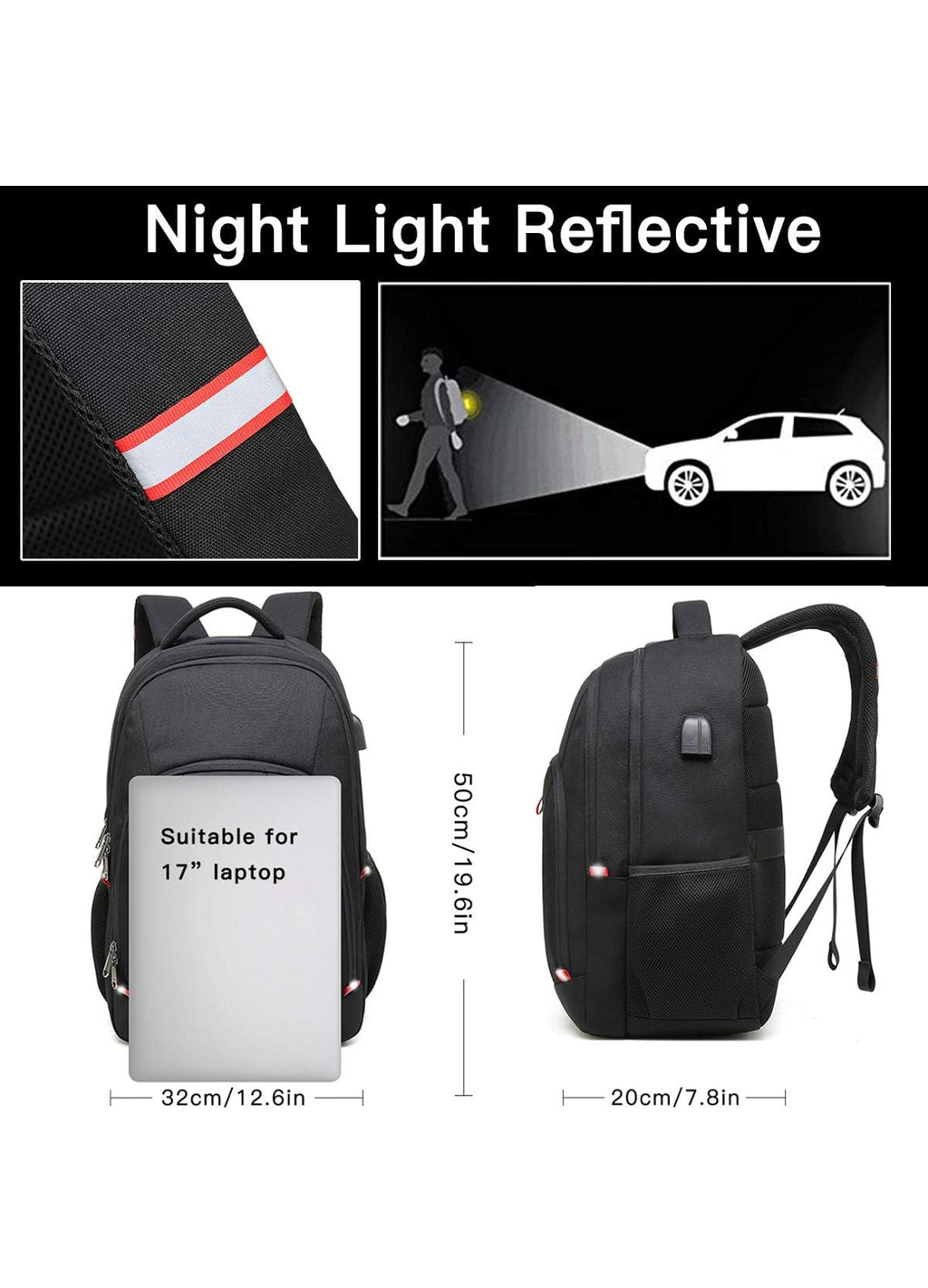 Della Gao Large Laptop Backpack Business Travel Backpack for Men/Women