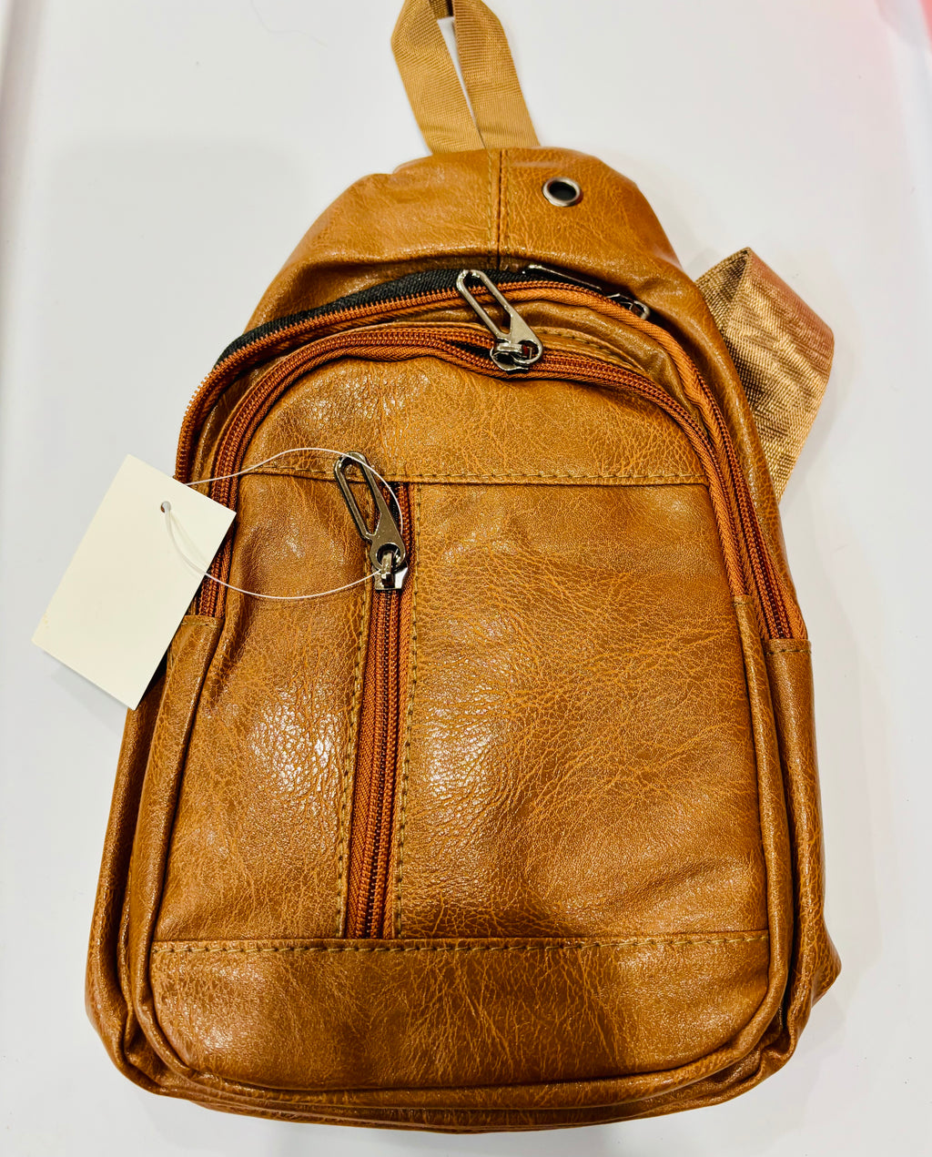 PU Leather Sling Bag – Mini Crossbody Chest Backpack