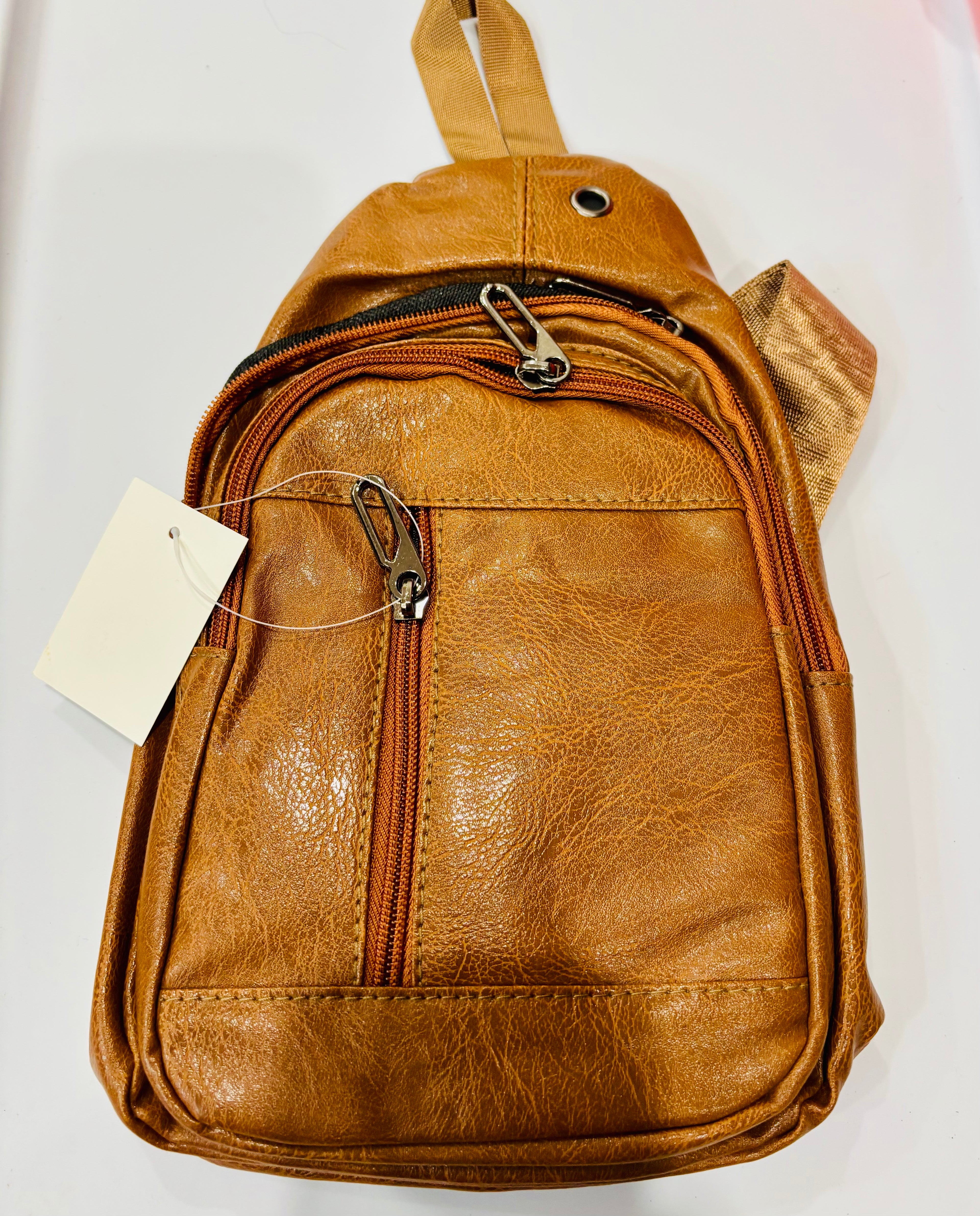 PU Leather Sling Bag – Mini Crossbody Chest Backpack
