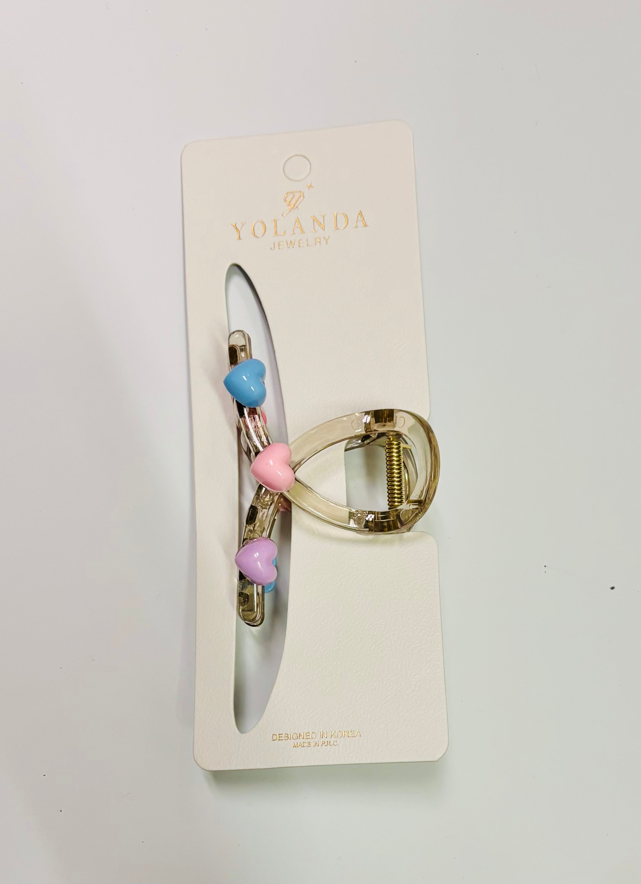 Cute Heart Hair Claw Clip – Acrylic Hair Claw with Colorful Heart Charms for Women & Girls