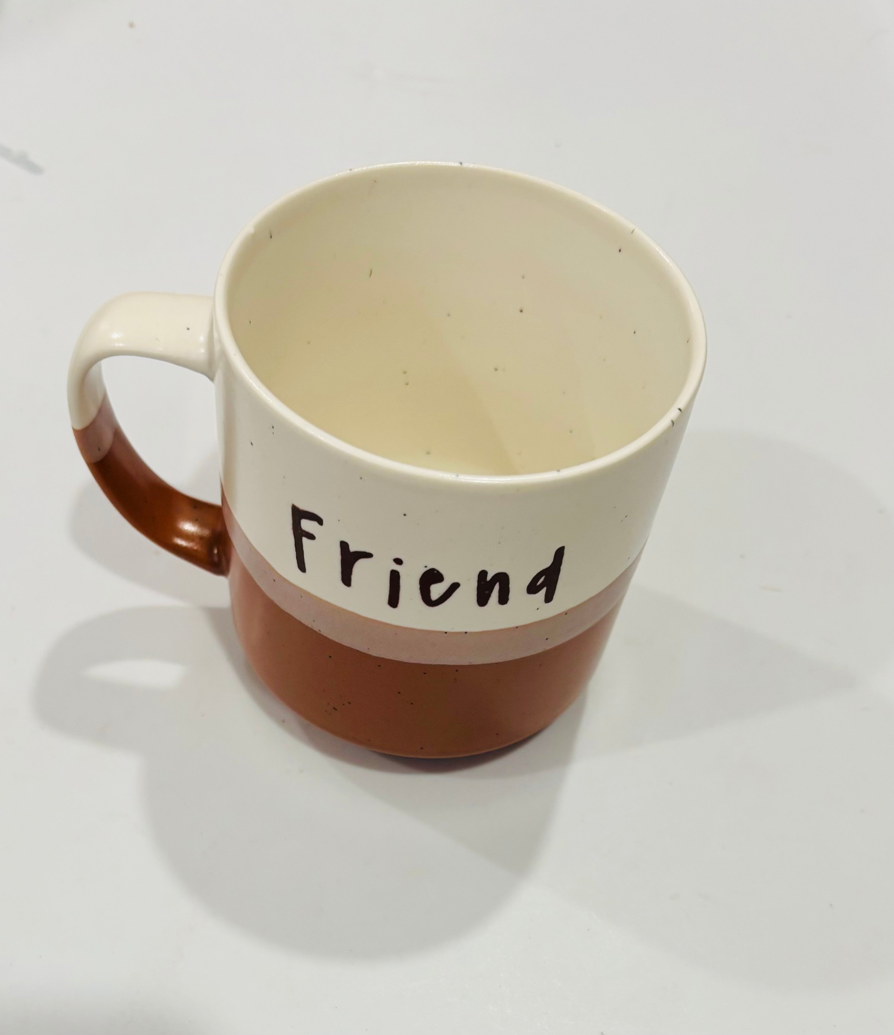 Friend Ceramic Coffee Mug – Two Tone Cute Coffee Cup for Tea & Drinks