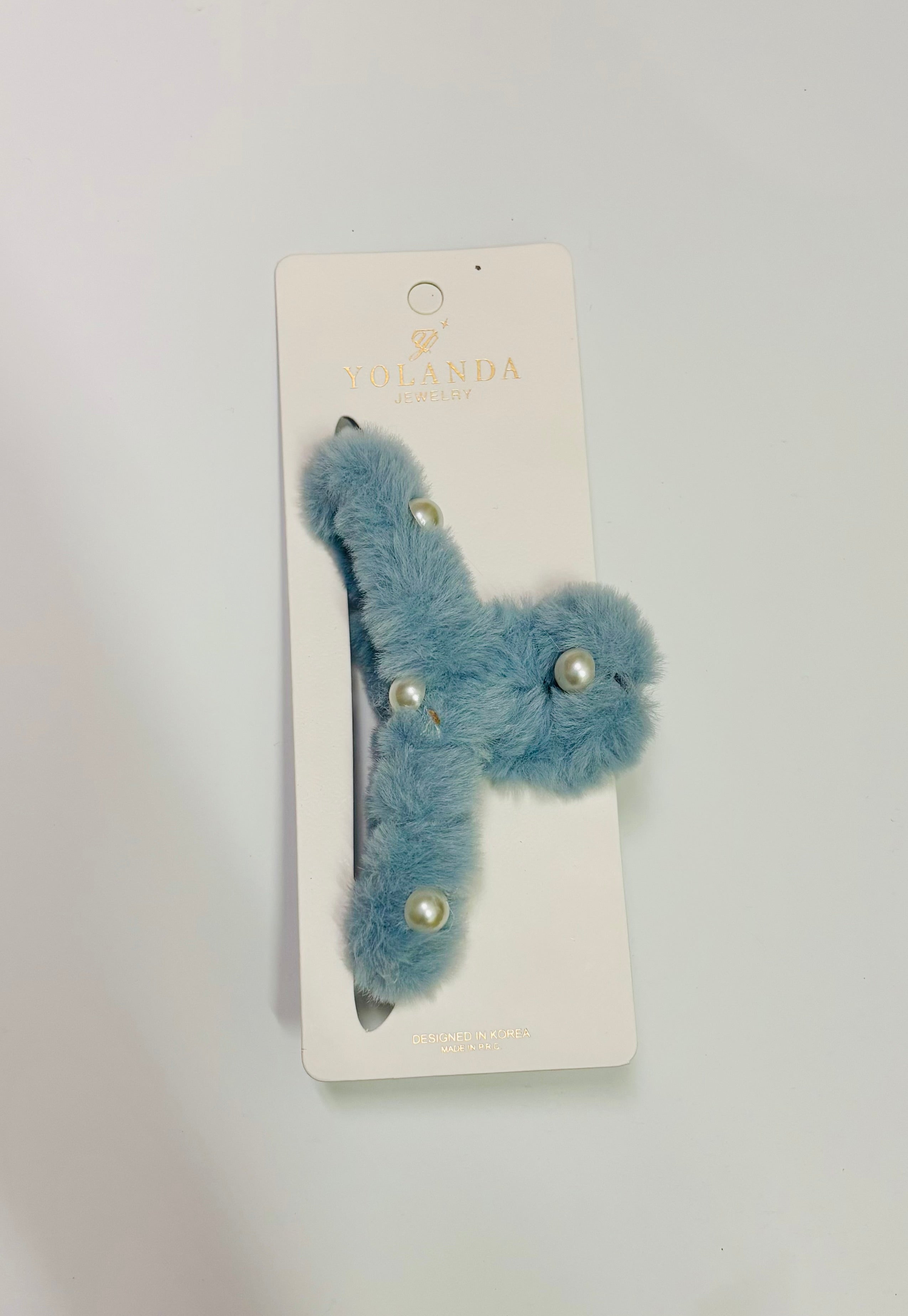 Cute Fuzzy Hair Clip with Pearl – Soft Plush Hair Barrette for Women & Girls