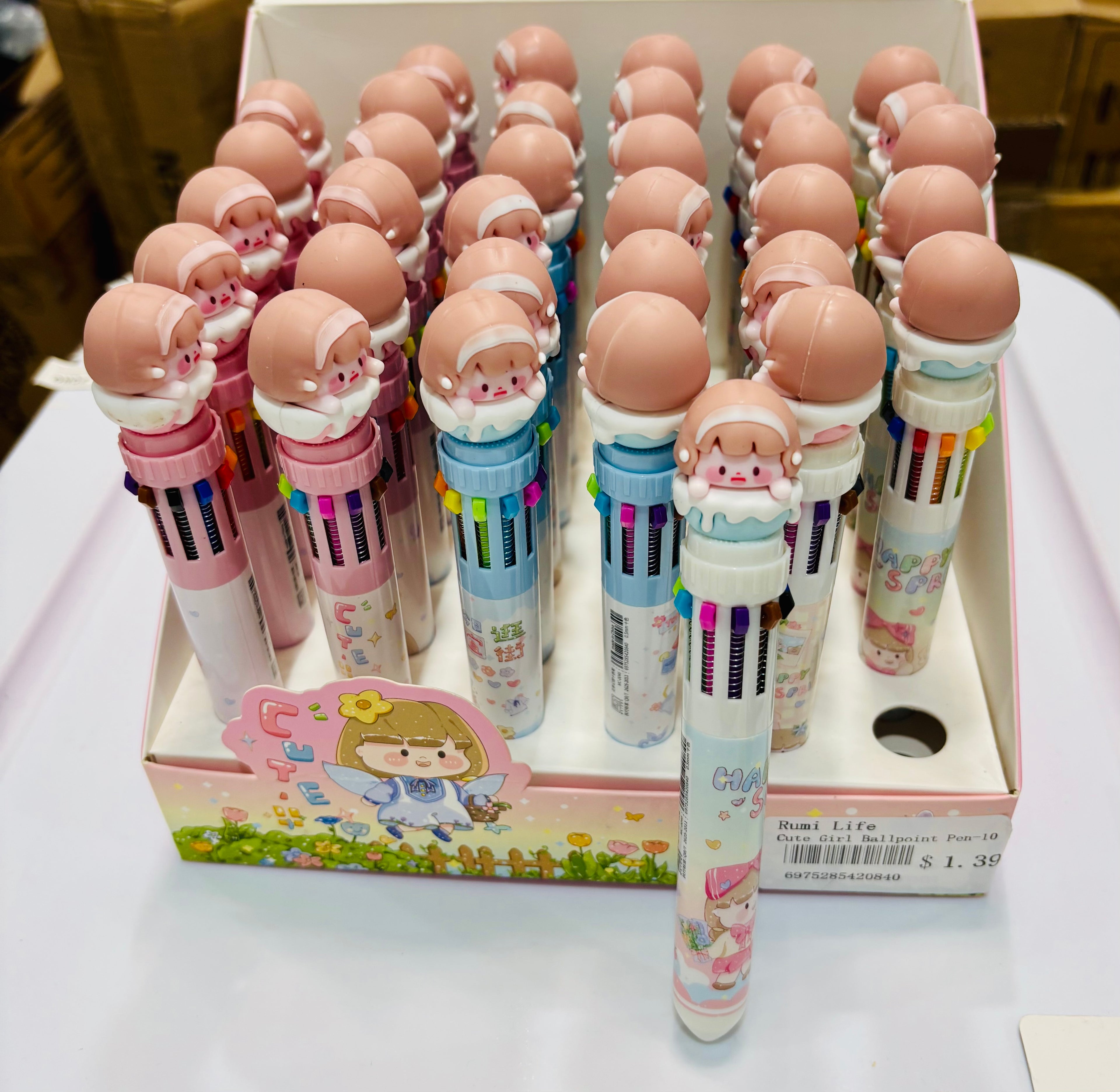 Cute Multi-Color Ballpoint Pen – 10 Colors Cartoon Pen