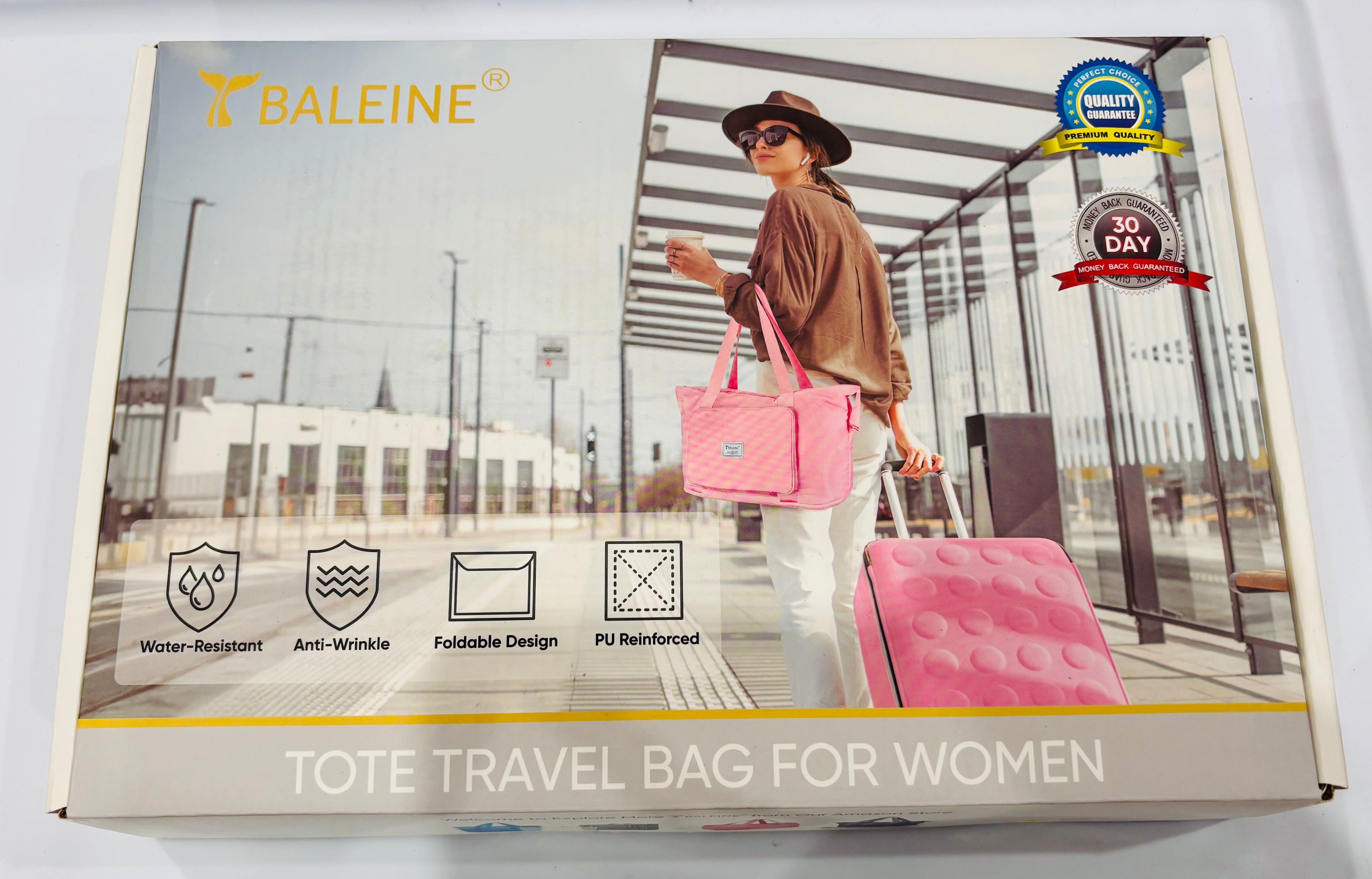 Baleine Tote Travel Bag for Women – Foldable Water-Resistant Weekender Carry-On Bag