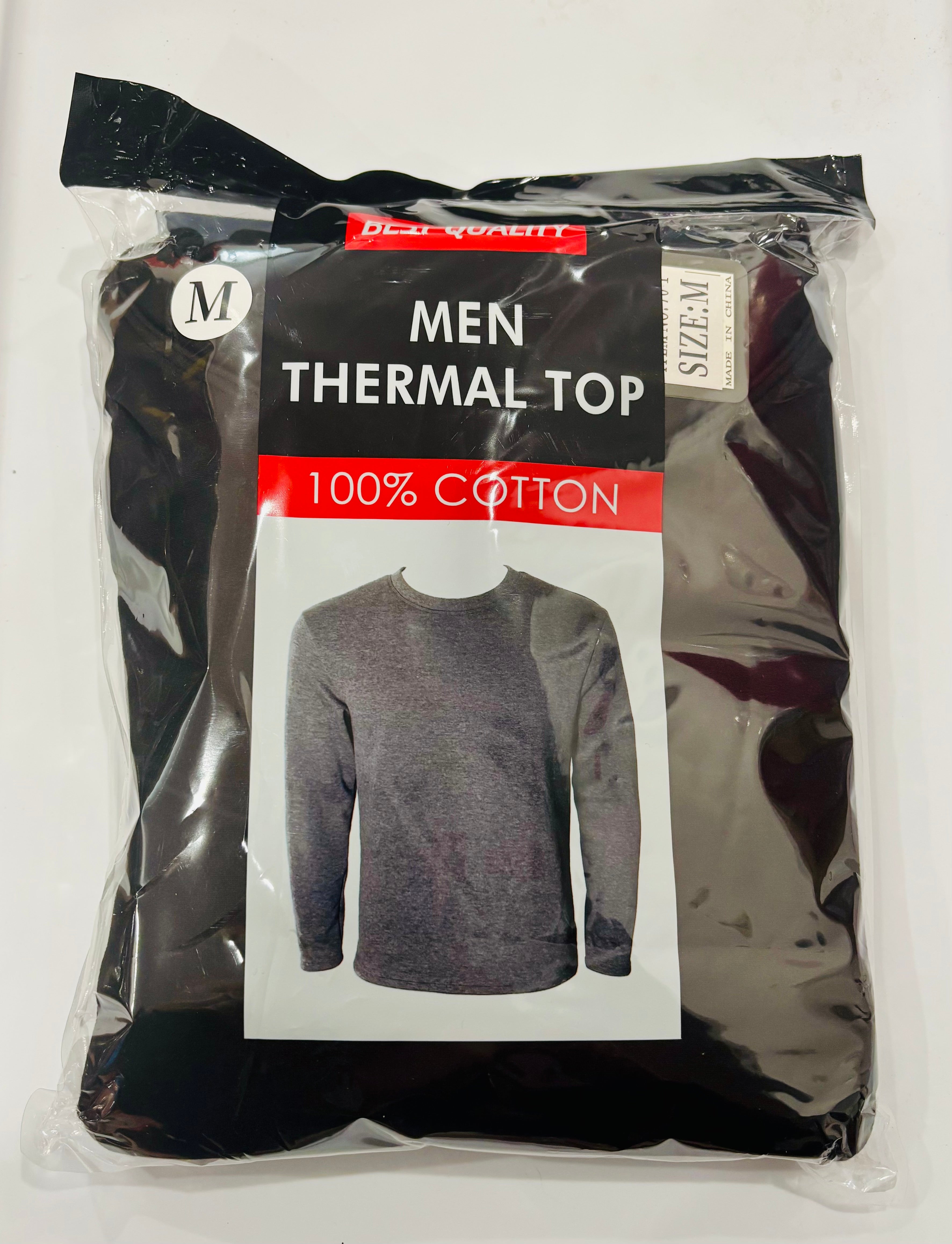 Men’s 100% Cotton Thermal Long Sleeve Top – Winter Base Layer