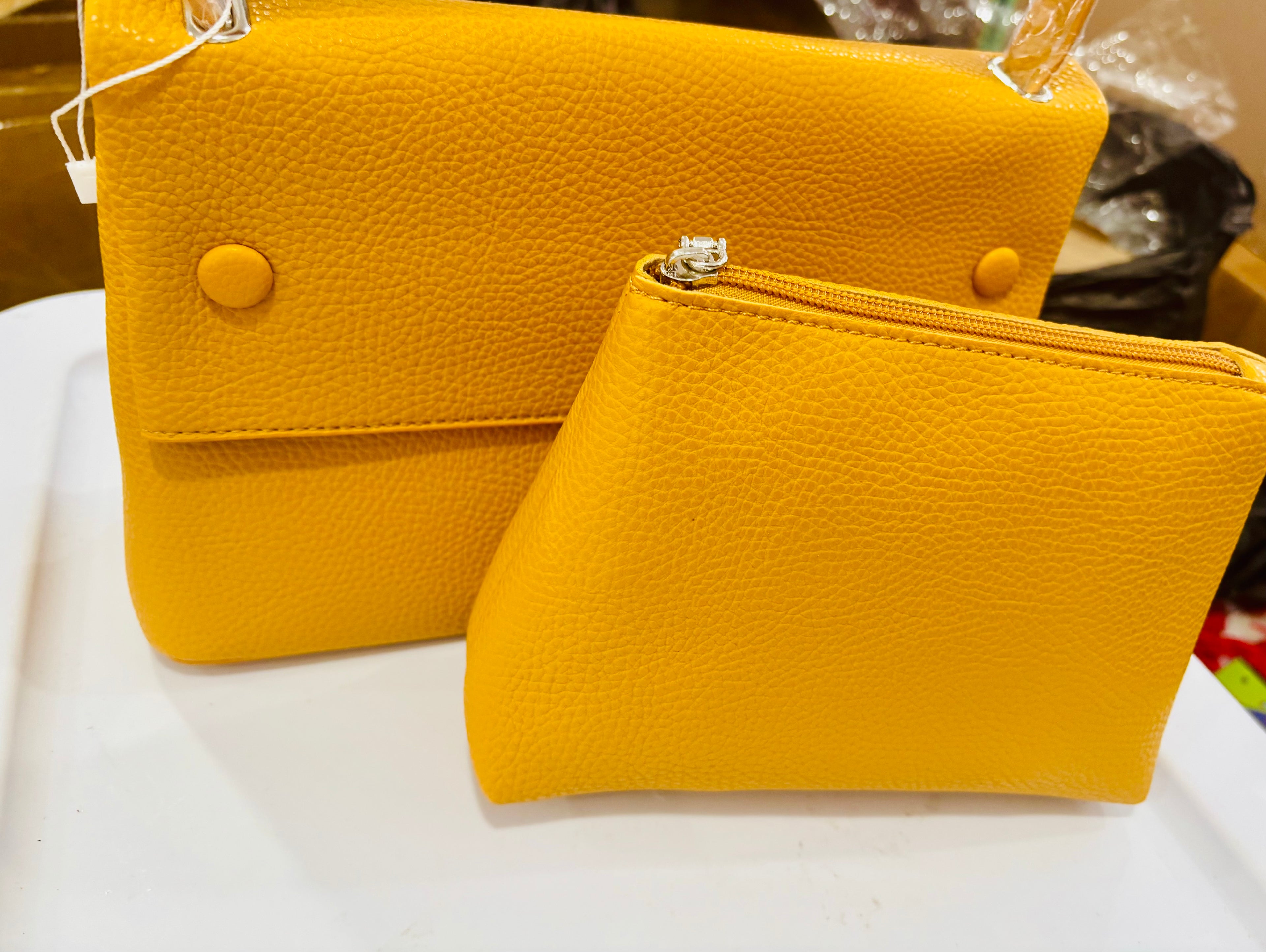 Yellow  Top Handle Handbag Set – Cute Structured Crossbody Purse for Women