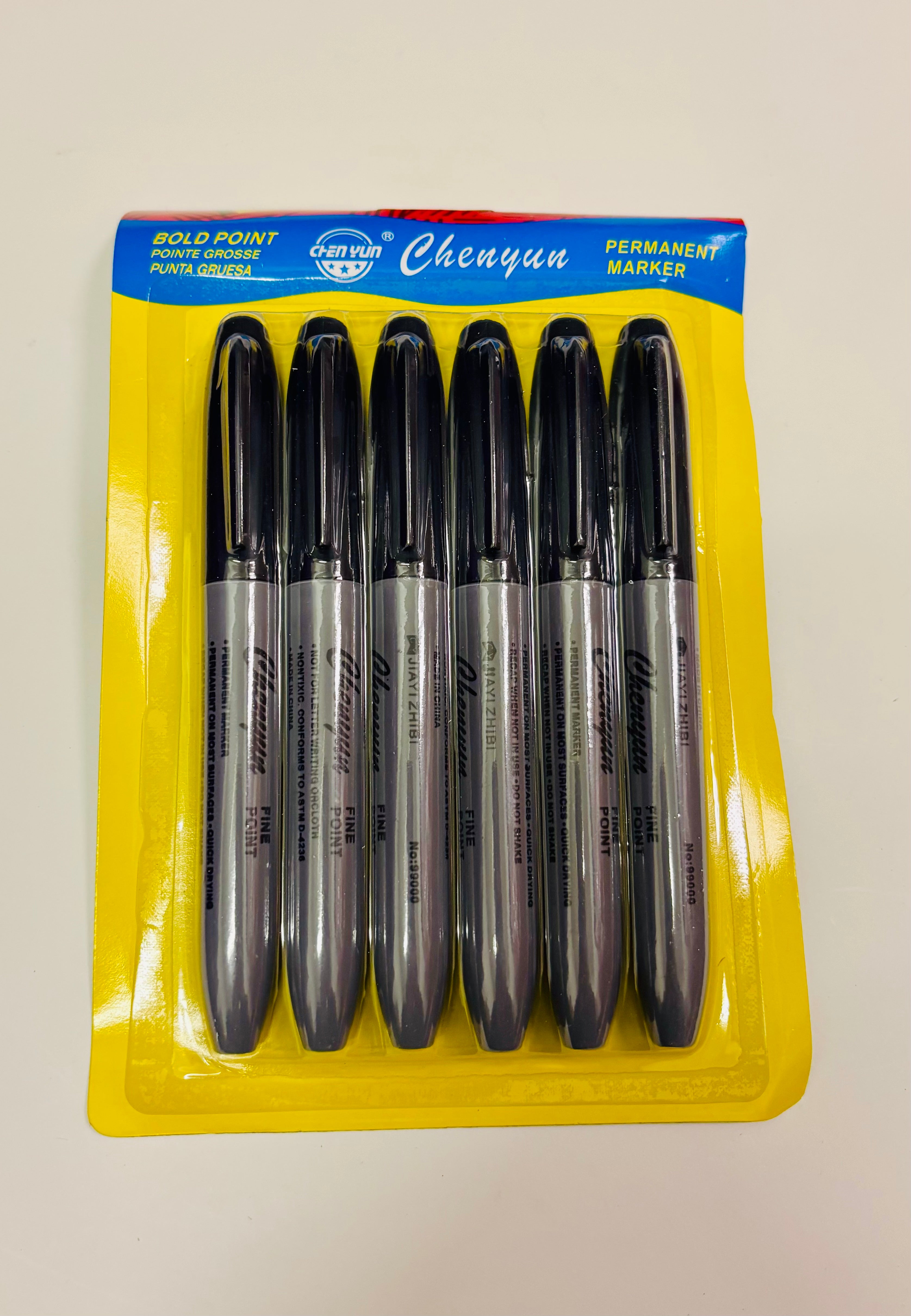 Permanent Marker Set – Bold Point Black Markers (6 Pack)