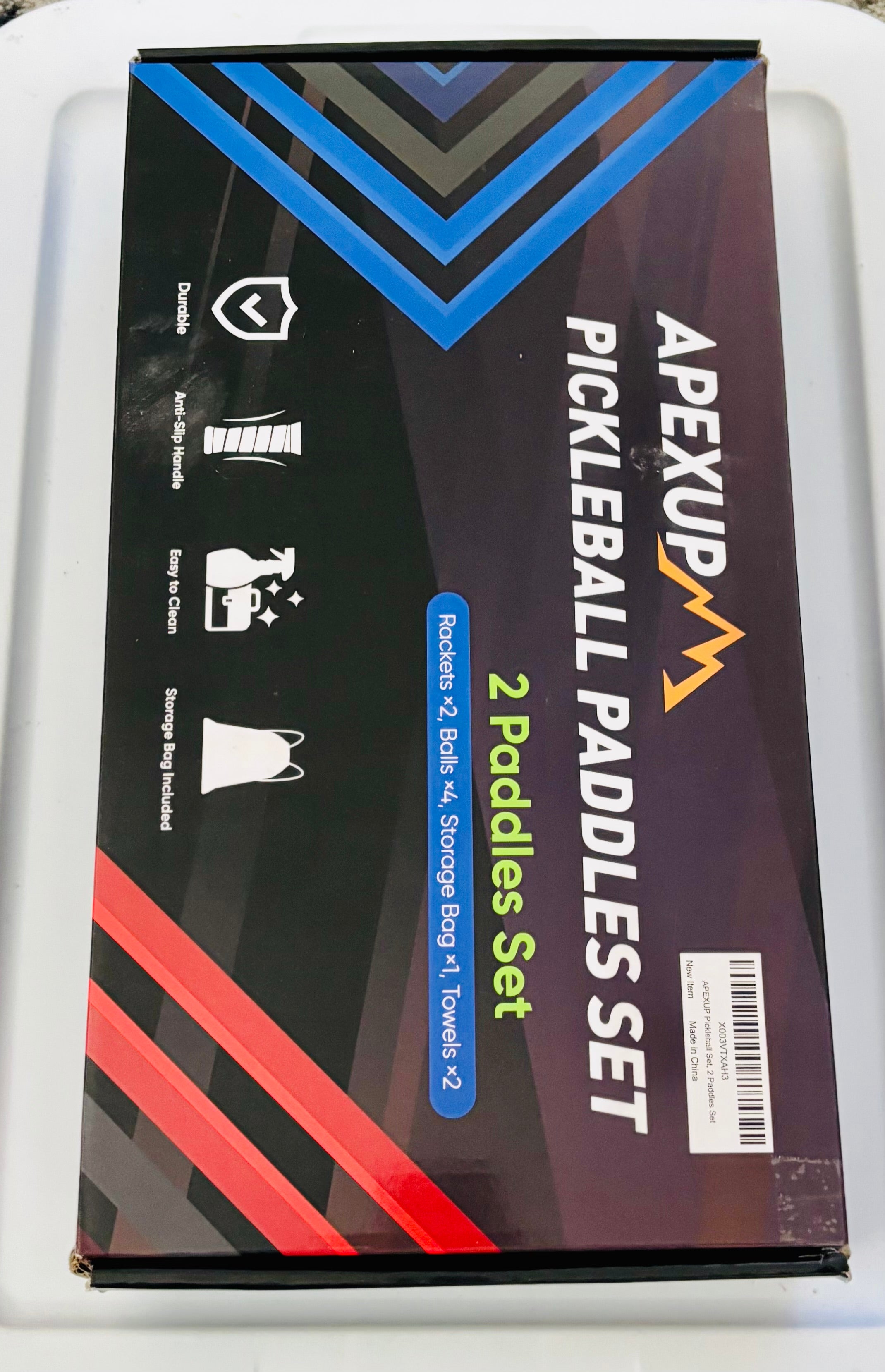Pickleball Paddle Set 2 Pack Fiberglass Rackets with Balls Bag Towels Pickleball Starter Kit