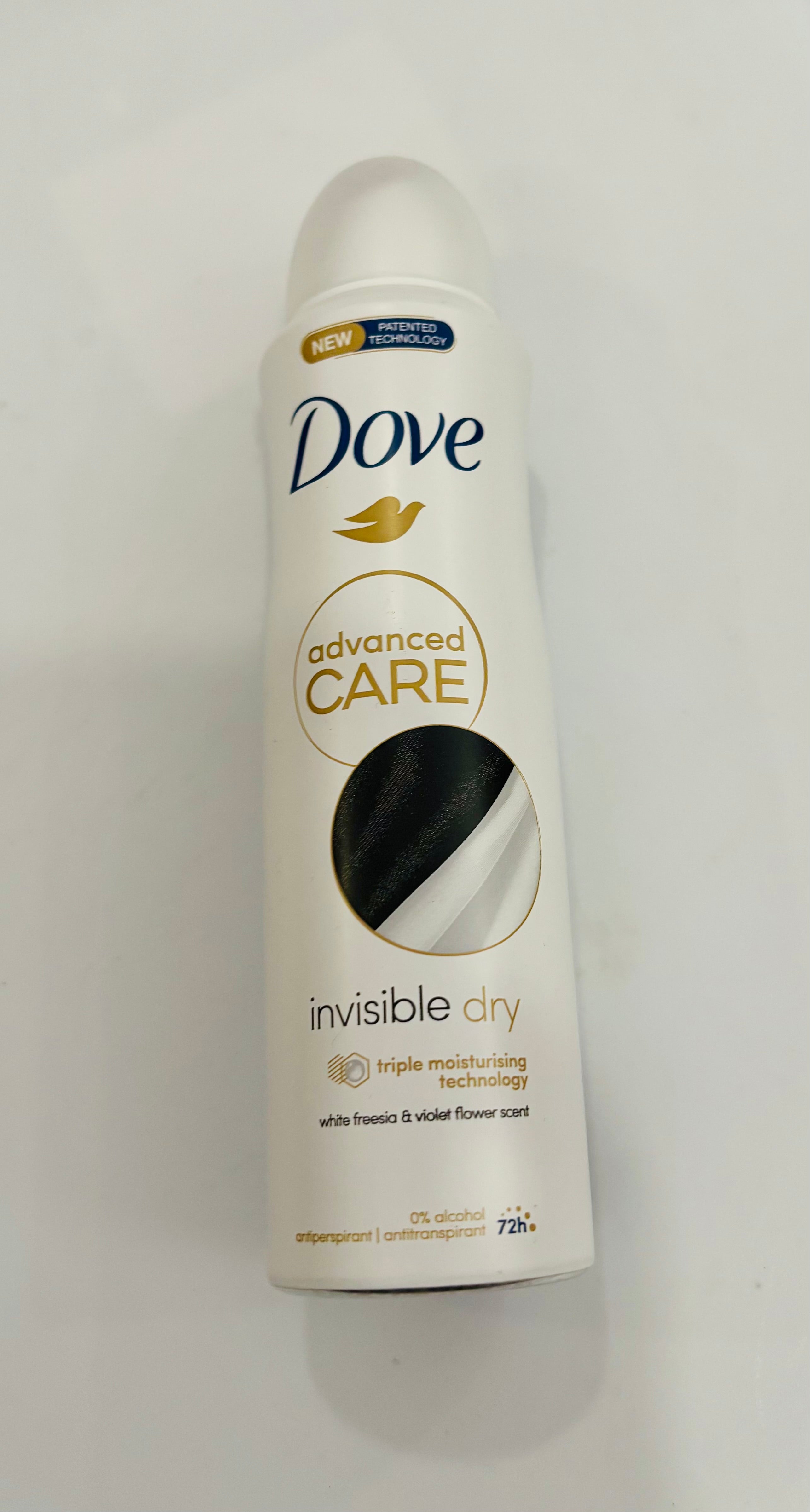 Dove Advanced Care Invisible Dry Antiperspirant Spray
White Freesia & Violet – 72H Protection