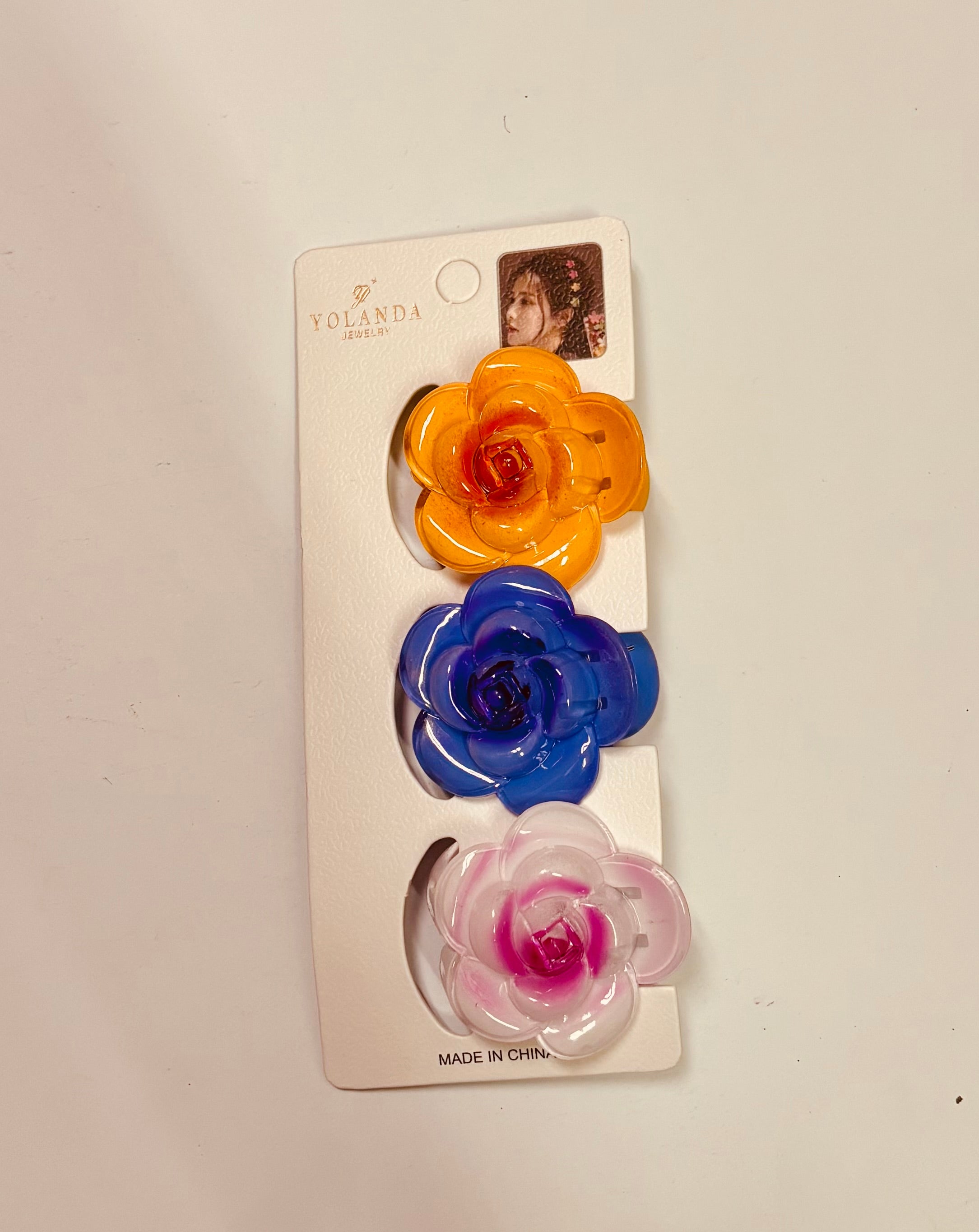Flower Hair Claw Clip Set – Colorful Acrylic Floral Hair Clips for Women & Girls (3 Pack)