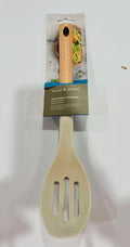 Silicone Slotted Spoon – Heat Resistant Cooking Spoon with Wooden Handle