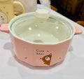 Cute Ceramic Bowl with Lid – Bear Design Soup & Noodle Bowl
