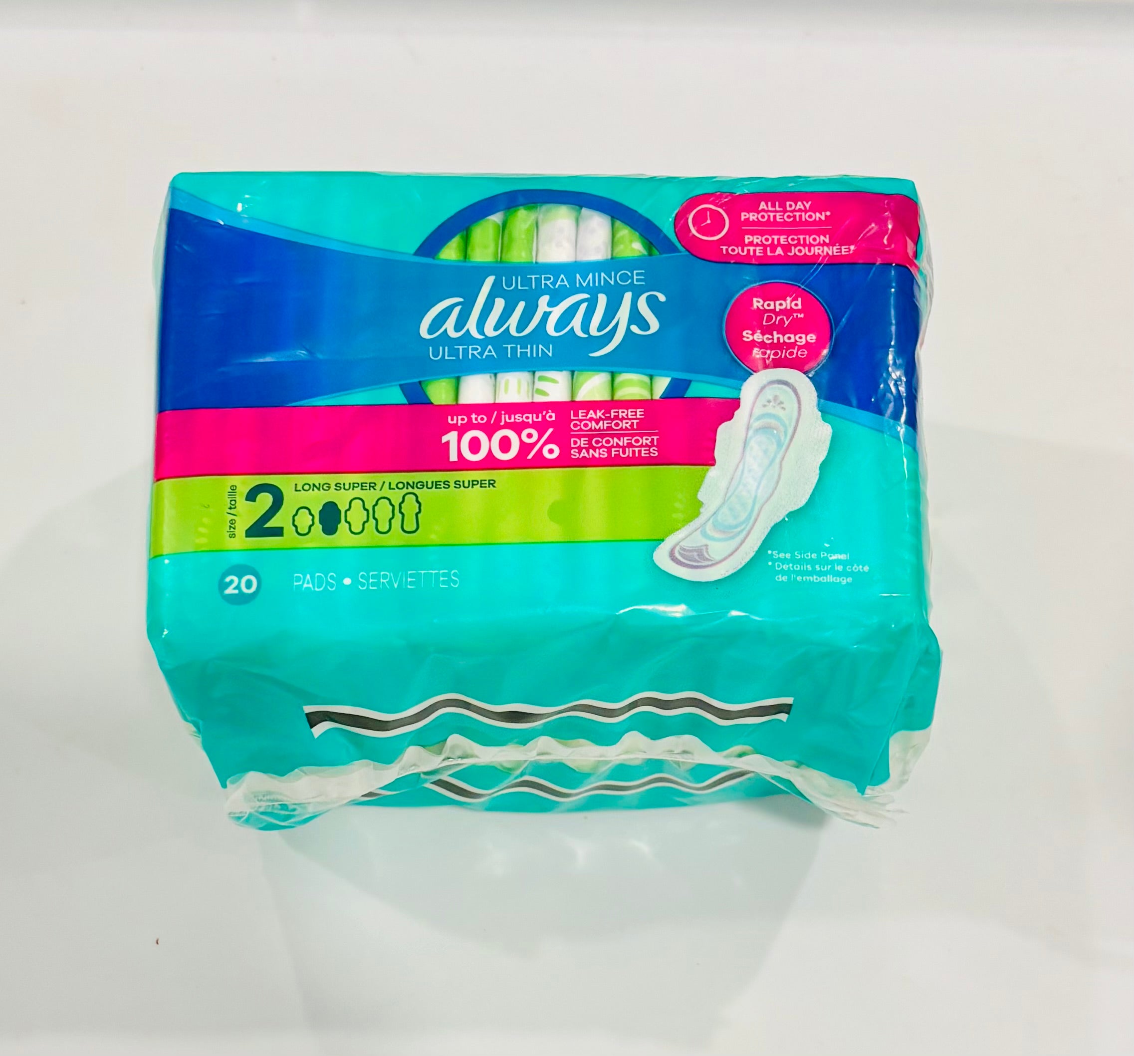 Always Ultra Thin Pads #2(20 Pack) – Long Super Leak Protection & Comfort